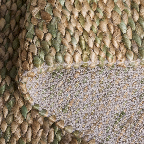 Safavieh Natural Handwoven Jute-Cotton Area Rug In Soothing Green And Neutral Tones — Durable Low-Profile Elegance 3'-0" x 5'-0" NFC111Y-3