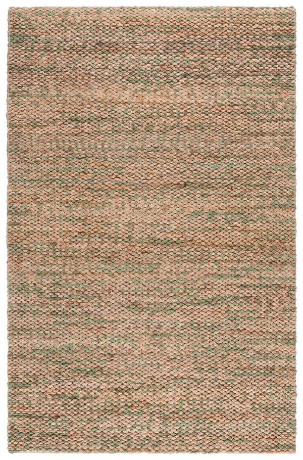 Safavieh Natural Handwoven Jute-Cotton Area Rug In Soothing Green And Neutral Tones — Durable Low-Profile Elegance 3'-0" x 5'-0" NFC111Y-3