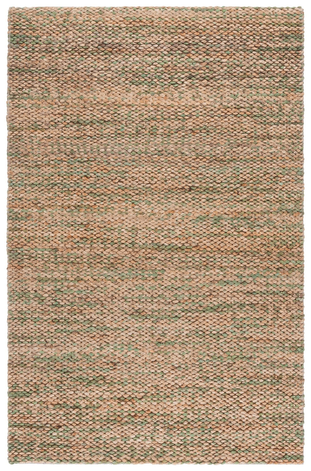 Safavieh Natural Handwoven Jute-Cotton Rug In Soothing Green And Natural Tones — Low-Profile, Durable Style 4'-0" x 6'-0" NFC111Y-4
