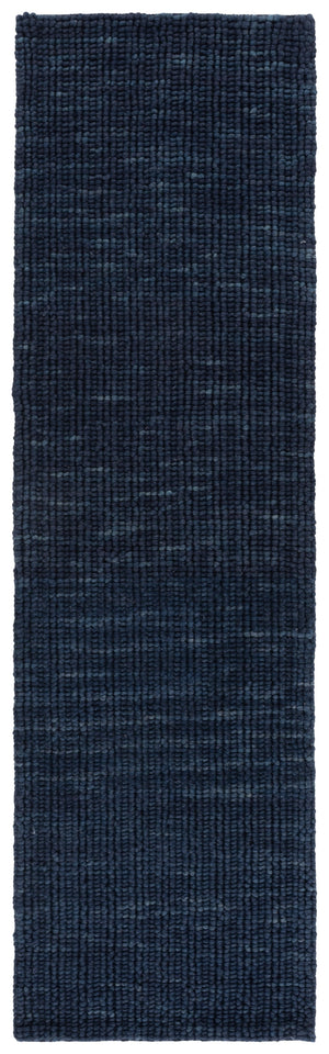 Safavieh Natural Handwoven Navy Area Rug, 6-Foot Round Wool-Cotton Blend, Low-Profile Luxury For Living Spaces 6'-0" x 6'-0" NFC112N-6R