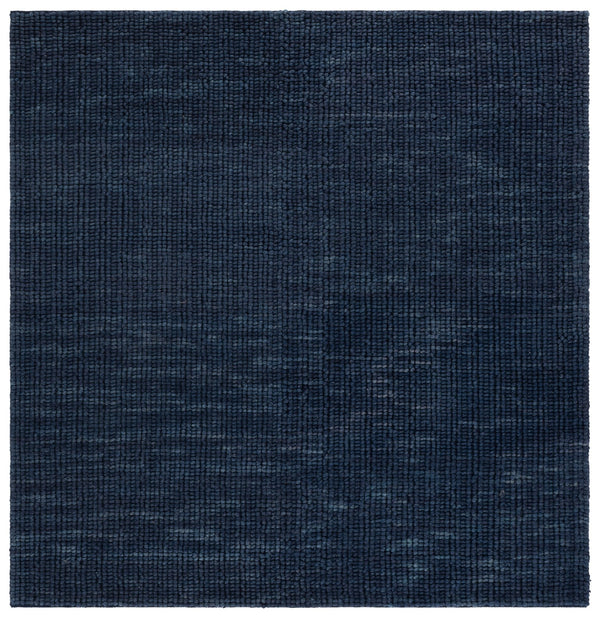 Safavieh Natural Handwoven Wool-Cotton Area Rug In Navy Blue — Low-Profile, Cozy Texture, Scandinavian Appeal 6'-0" x 6'-0" NFC112N-6SQ