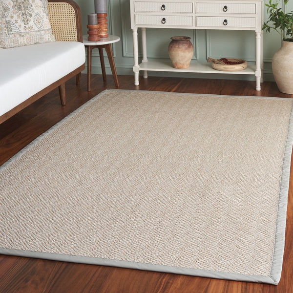 Safavieh Napa Stylish Faux Sisal Jacquard Weave Rug With Elegant Beige Border For Modern Home Décor Natural ,Beige Polypropylene + Polyuretheane Border Nfs148a-5