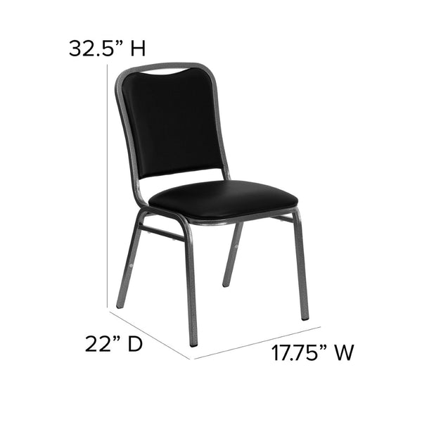 English Elm HERCULES Stacking Banquet Chair - Black Vinyl, Heavy-Duty Steel Frame, Comfort & Style for Any Event NG-108-SV-BK-VYL-GG