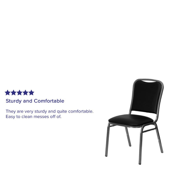 English Elm HERCULES Stacking Banquet Chair - Black Vinyl, Heavy-Duty Steel Frame, Comfort & Style for Any Event NG-108-SV-BK-VYL-GG