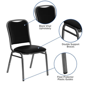 English Elm HERCULES Stacking Banquet Chair - Black Vinyl, Heavy-Duty Steel Frame, Comfort & Style for Any Event NG-108-SV-BK-VYL-GG