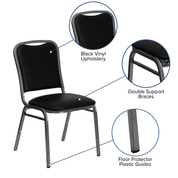 English Elm HERCULES Stacking Banquet Chair - Black Vinyl, Heavy-Duty Steel Frame, Comfort & Style for Any Event NG-108-SV-BK-VYL-GG