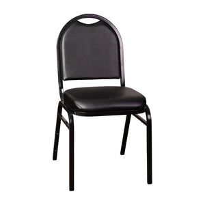 English Elm HERCULES Series Commercial-Grade 500 LB Capacity Dome-Back Stacking Banquet Chair for Events Black Vinyl/Black Frame NG-ZG10006-BK-BK-GG