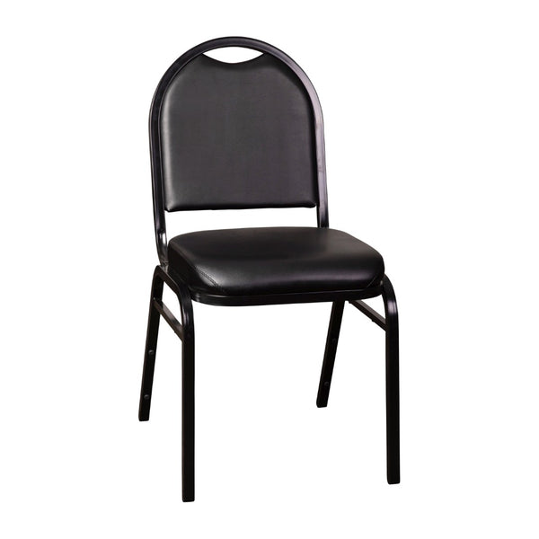 English Elm HERCULES Series Commercial-Grade 500 LB Capacity Dome-Back Stacking Banquet Chair for Events Black Vinyl/Black Frame NG-ZG10006-BK-BK-GG