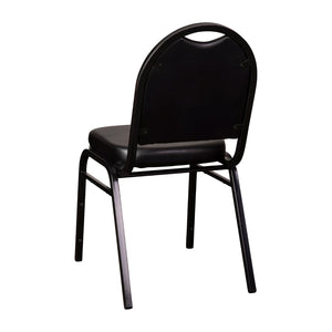 English Elm HERCULES Series Commercial-Grade 500 LB Capacity Dome-Back Stacking Banquet Chair for Events Black Vinyl/Black Frame NG-ZG10006-BK-BK-GG