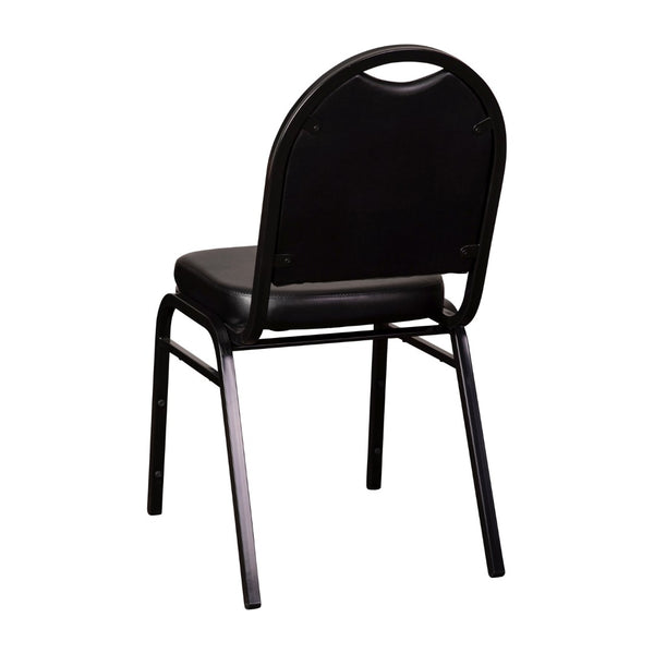 English Elm HERCULES Series Commercial-Grade 500 LB Capacity Dome-Back Stacking Banquet Chair for Events Black Vinyl/Black Frame NG-ZG10006-BK-BK-GG