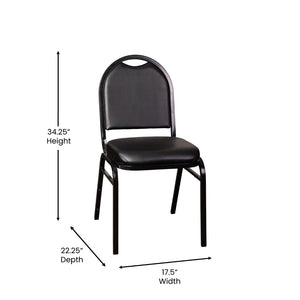 English Elm HERCULES Series Commercial-Grade 500 LB Capacity Dome-Back Stacking Banquet Chair for Events Black Vinyl/Black Frame NG-ZG10006-BK-BK-GG