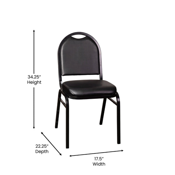 English Elm HERCULES Series Commercial-Grade 500 LB Capacity Dome-Back Stacking Banquet Chair for Events Black Vinyl/Black Frame NG-ZG10006-BK-BK-GG