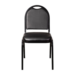 English Elm HERCULES Series Commercial-Grade 500 LB Capacity Dome-Back Stacking Banquet Chair for Events Black Vinyl/Black Frame NG-ZG10006-BK-BK-GG