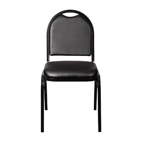 English Elm HERCULES Series Commercial-Grade 500 LB Capacity Dome-Back Stacking Banquet Chair for Events Black Vinyl/Black Frame NG-ZG10006-BK-BK-GG