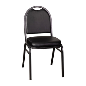 English Elm HERCULES Series Commercial-Grade 500 LB Capacity Dome-Back Stacking Banquet Chair for Events Black Vinyl/Silver Vein Frame NG-ZG10006-BK-SILVERVEIN-GG