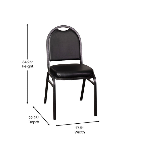 English Elm HERCULES Series Commercial-Grade 500 LB Capacity Dome-Back Stacking Banquet Chair for Events Black Vinyl/Silver Vein Frame NG-ZG10006-BK-SILVERVEIN-GG