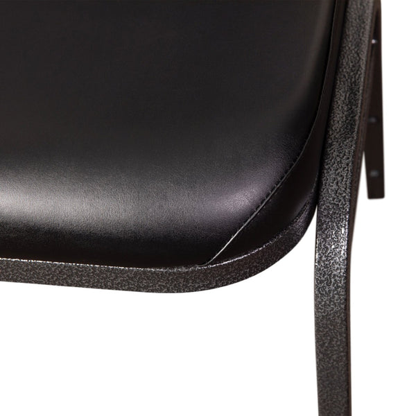 English Elm HERCULES Series Commercial-Grade 500 LB Capacity Dome-Back Stacking Banquet Chair for Events Black Vinyl/Silver Vein Frame NG-ZG10006-BK-SILVERVEIN-GG