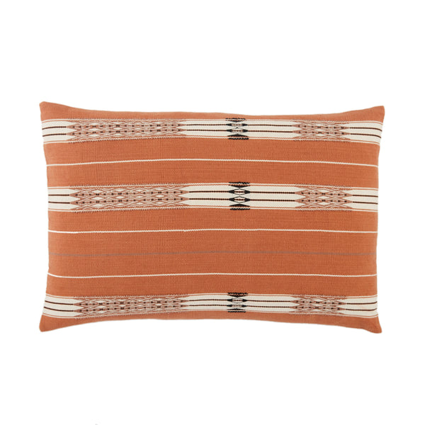 Jaipur Living Jaipur Living Nagaland Cotton Lumbar Pillow Cover Hand Loomed Tribal Geometric Artisan Woven Terracotta PLC102299