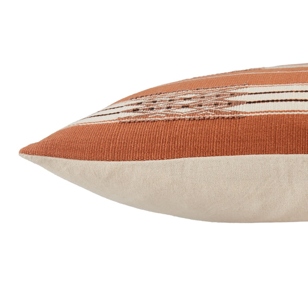 Jaipur Living Jaipur Living Nagaland Cotton Lumbar Pillow Cover Hand Loomed Tribal Geometric Artisan Woven Terracotta PLC102299