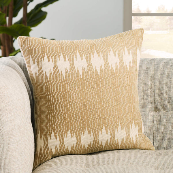 Jaipur Living Jaipur Living Handwoven Cotton Tribal Pillow Cover Artisan Loom Craft Bohemian Accent Tan PLC102413