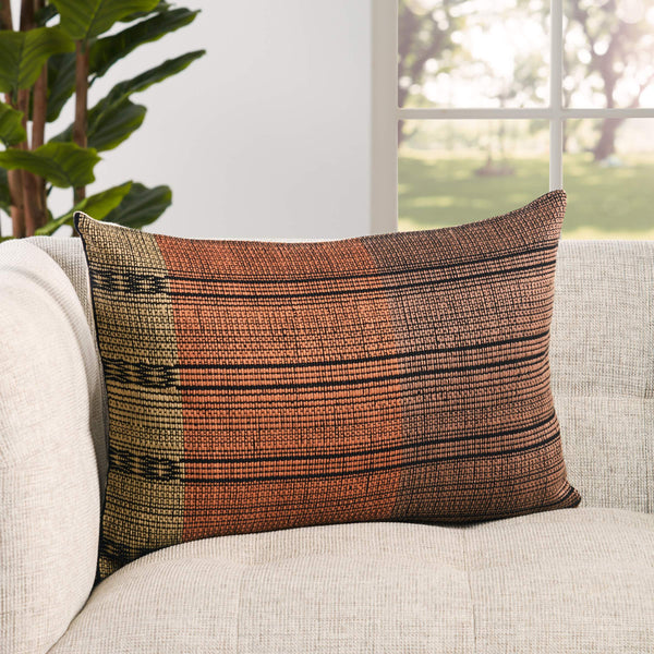 Jaipur Living Jaipur Living Patkai Handwoven Cotton Lumbar Pillow Naga Tribal Geometric Artisan Tan Poly Fill PLW103691