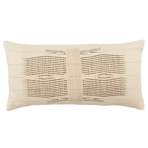 Jaipur Living Jaipur Living Milak Handwoven Cotton Tribal Lumbar Pillow Nagaland Artisan Craft Beige 13"X21" Lumbar Poly Fill PLW103693