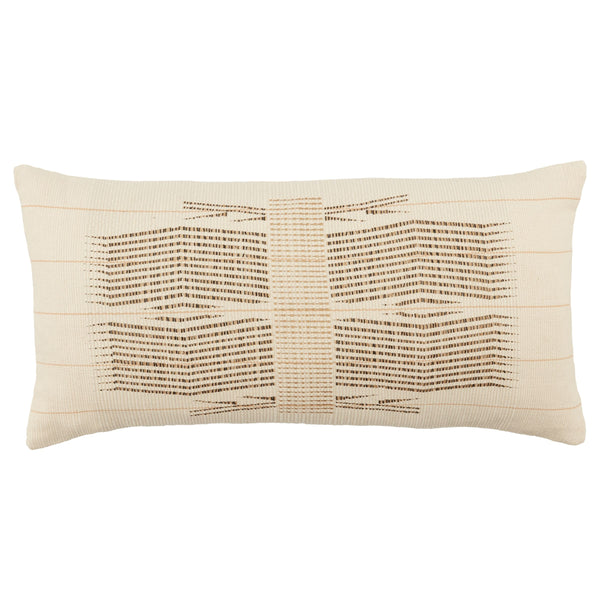 Jaipur Living Jaipur Living Milak Handwoven Cotton Tribal Lumbar Pillow Nagaland Artisan Craft Beige 13"X21" Lumbar Poly Fill PLW103693