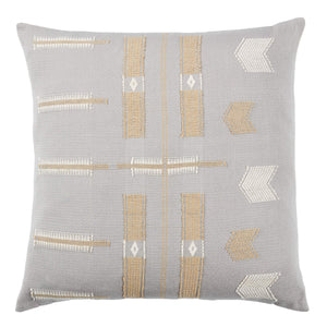 Jaipur Living Jaipur Living Handwoven Cotton Tribal Geometric Pillow Cover Artisan Loin Loom Craft Light Gray PLC102522