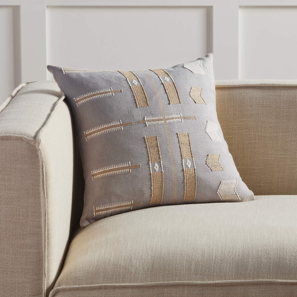 Jaipur Living Jaipur Living Handwoven Cotton Tribal Geometric Pillow Cover Artisan Loin Loom Craft Light Gray PLC102522