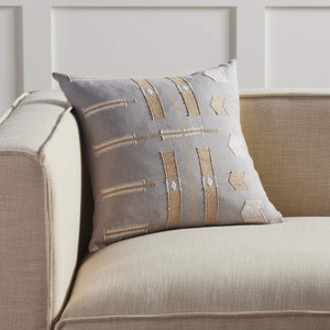 Jaipur Living Jaipur Living Longkhum Handwoven Cotton Tribal Throw Pillow with Heritage Naga Pattern Light Gray Poly Fill PLW103842