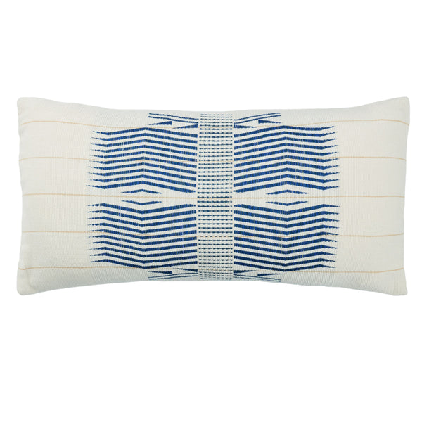 Jaipur Living Jaipur Living Milak Handwoven Cotton Lumbar Pillow Cover Tribal Geometric Artisan Craft Blue 12"X24" Lumbar PLC102530
