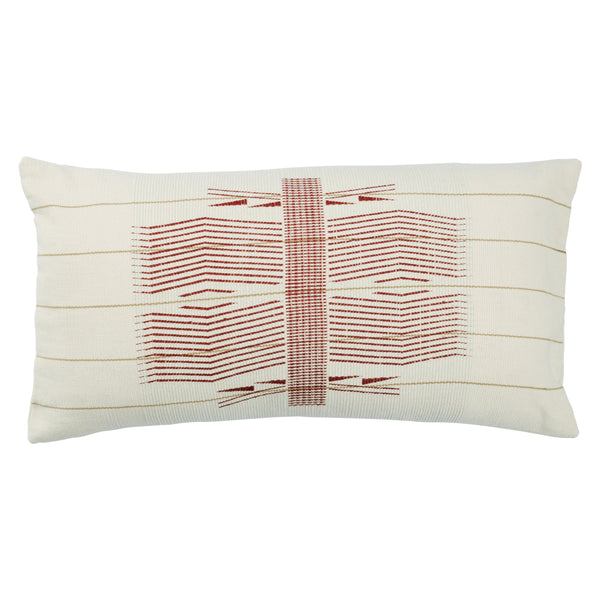 Jaipur Living Jaipur Living Milak Handwoven Cotton Lumbar Pillow Cover Tribal Geometric Artisan Craft Red 12"X24" Lumbar PLC102532