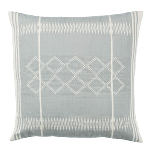 Jaipur Living Jaipur Living Sanis Handwoven Cotton Tribal Geometric Pillow Cover for Boho Interiors Light Gray / Cream 18" Square PLC102533
