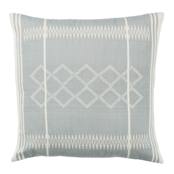 Jaipur Living Jaipur Living Sanis Handwoven Cotton Tribal Geometric Pillow Cover for Boho Interiors Light Gray / Cream 18" Square PLC102533