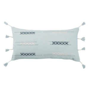 Jaipur Living Jaipur Living Handwoven Cotton Lumbar Pillow Tribal Geometric Sofa Accent in Blue Cream Poly Fill PLW103883