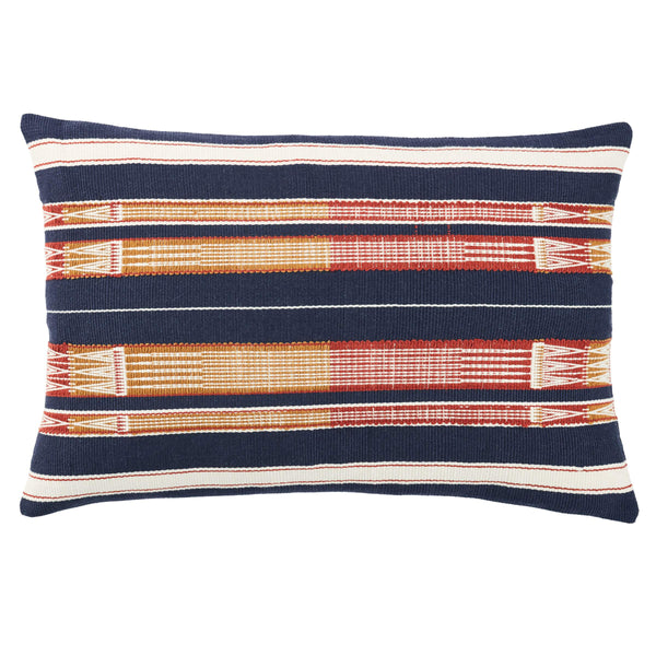Jaipur Living Jaipur Living Patkai Handwoven Cotton Lumbar Pillow Naga Tribal Geometric Artisan Navy Down PLW103860