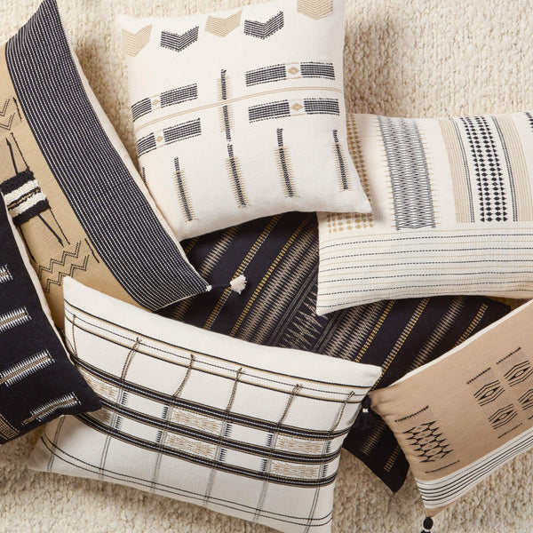 Jaipur Living Jaipur Living Tobu Handwoven Cotton Lumbar Pillow Nagaland Tribal Stripe Artisan Accent Poly Fill PLW103886