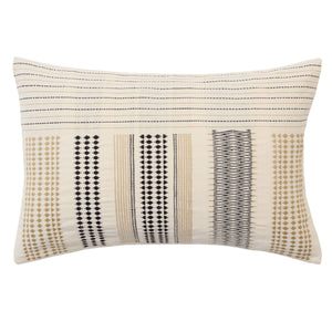 Jaipur Living Jaipur Living Lumami Handwoven Cotton Lumbar Pillow Naga Tribal Stripe Artisan Craft Cream Down PLW103864