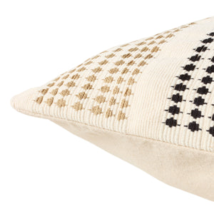 Jaipur Living Jaipur Living Lumami Handwoven Cotton Tribal Stripe Lumbar Pillow Cover for Boho Decor Cream PLC102544