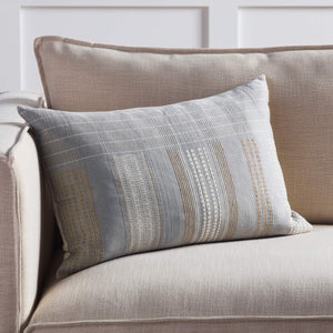 Jaipur Living Jaipur Living Lumami Handwoven Cotton Lumbar Pillow Naga Tribal Stripe Artisan Craft Light Gray Down PLW103868