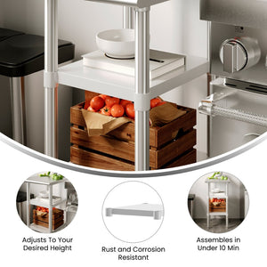 English Elm Woodford Galvanized Under Shelf - Adjustable Heavy-Duty Storage for Prep and Work Tables in Kitchens Stainless Steel 24"W x 18"D NH-GU-2418-GG