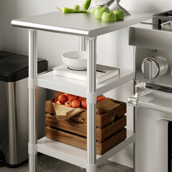 English Elm Woodford Galvanized Under Shelf - Adjustable Heavy-Duty Storage for Prep and Work Tables in Kitchens Stainless Steel 24"W x 18"D NH-GU-2418-GG