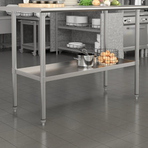 English Elm Woodford Galvanized Under Shelf - Adjustable Heavy-Duty Storage for Prep and Work Tables in Kitchens Stainless Steel 41.25"W x 16.125"D NH-GU-2448-GG