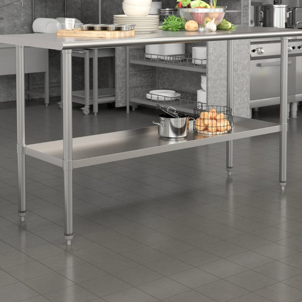 English Elm Woodford Galvanized Under Shelf - Adjustable Heavy-Duty Storage for Prep and Work Tables in Kitchens Stainless Steel 53.25"W x 16.125"D NH-GU-2460-GG