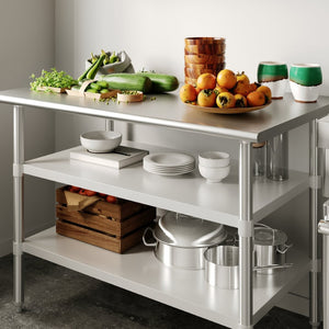 English Elm Woodford Galvanized Under Shelf - Adjustable Heavy-Duty Storage for Prep and Work Tables in Kitchens Stainless Steel 30"W x 48"D NH-GU-3048-GG