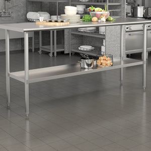 English Elm Woodford Galvanized Under Shelf - Adjustable Heavy-Duty Storage for Prep and Work Tables in Kitchens Stainless Steel 65.125"W x 22"D NH-GU-3072-GG