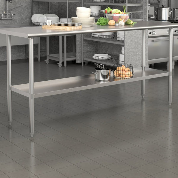 English Elm Woodford Galvanized Under Shelf - Adjustable Heavy-Duty Storage for Prep and Work Tables in Kitchens Stainless Steel 65.125"W x 22"D NH-GU-3072-GG