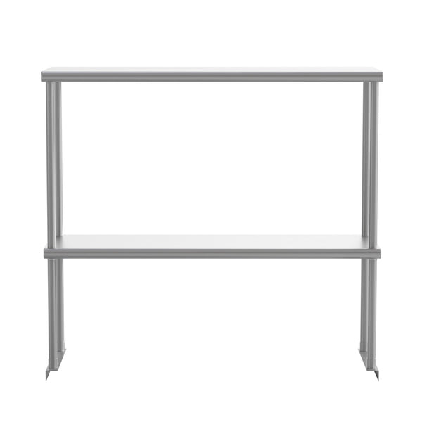 English Elm Reese Heavy-Duty 430 Stainless Steel Double Overshelf for Commercial Kitchens – NSF Certified Storage Stainless Steel 36"W x 12"D x 33.5"H NH-OSD-1236-GG
