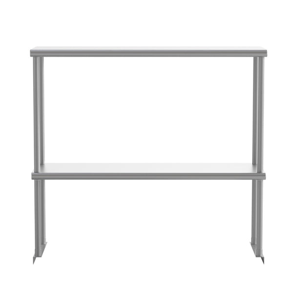 English Elm Reese Heavy-Duty 430 Stainless Steel Double Overshelf for Commercial Kitchens – NSF Certified Storage Stainless Steel 36"W x 12"D x 33.5"H NH-OSD-1236-GG