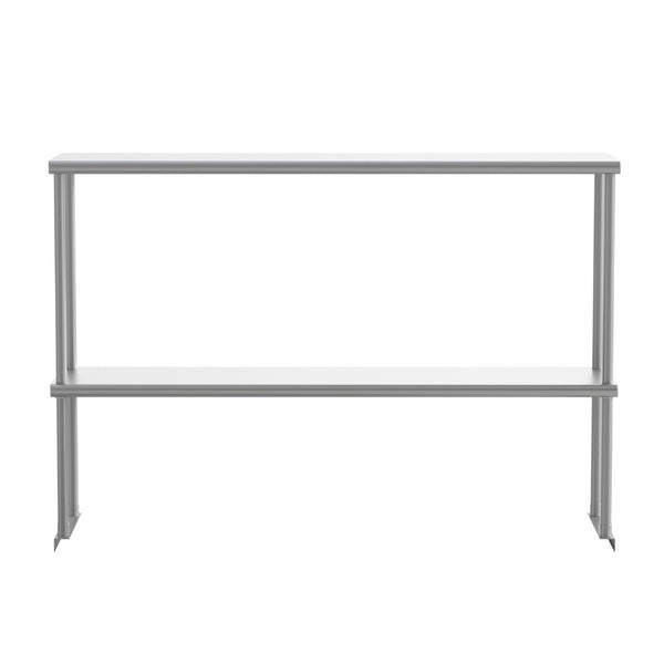 English Elm Reese Heavy-Duty 430 Stainless Steel Double Overshelf for Commercial Kitchens – NSF Certified Storage Stainless Steel 48.25"W x 12"D x 33.5"H NH-OSD-1248-GG